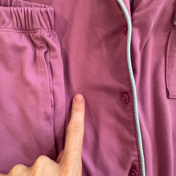 Women’s Short Sleeve Pajama Set in Dusty Rose with Contrast Piping - Picture 4 of 4